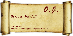 Orova Jenő névjegykártya